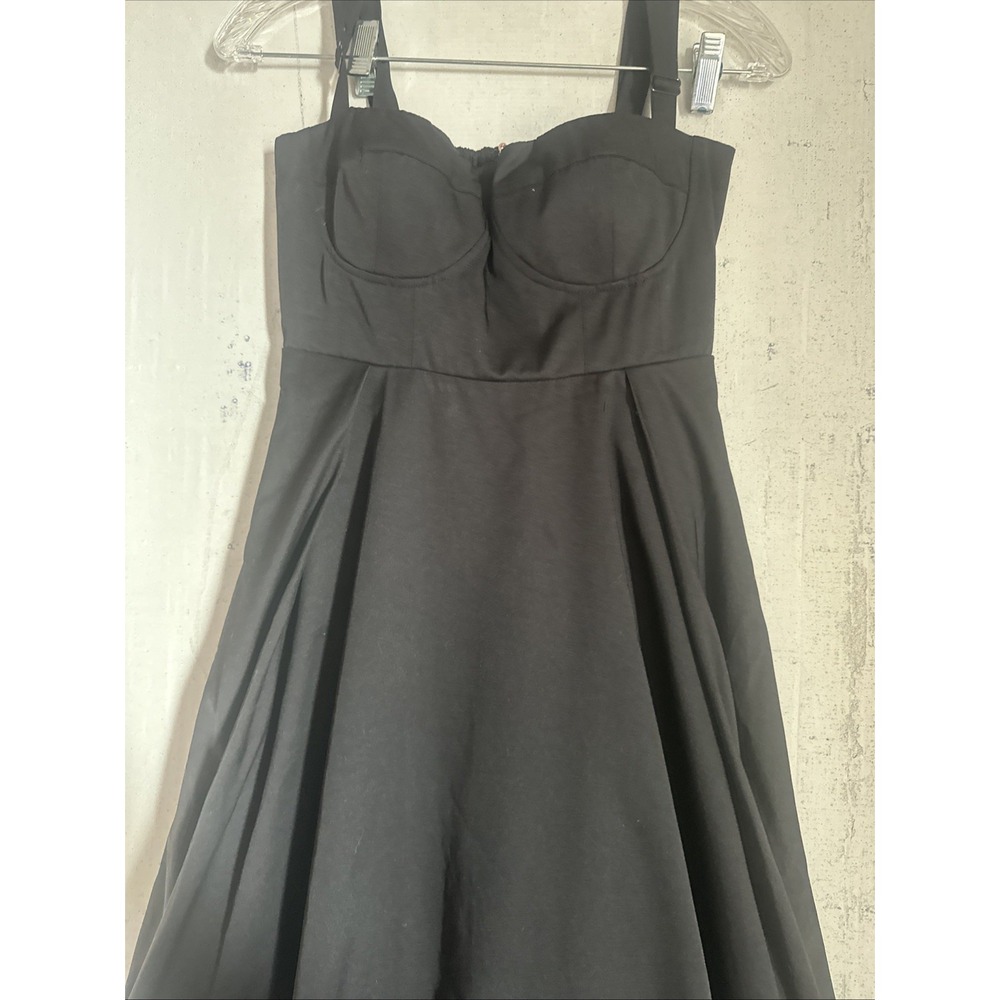 Anthropologie Mare Mare Black Corset Poplin Cotton Flounced Midi Dress | Sz: XS - Picture 5 of 12